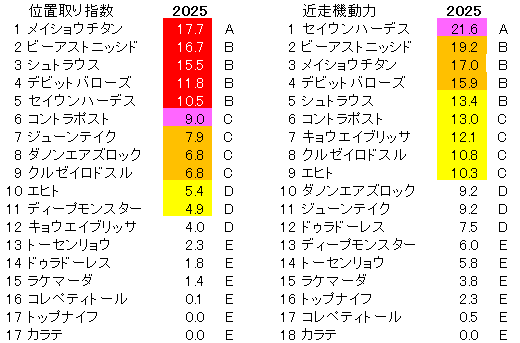 2025　エプソムＣ　位置取り指数